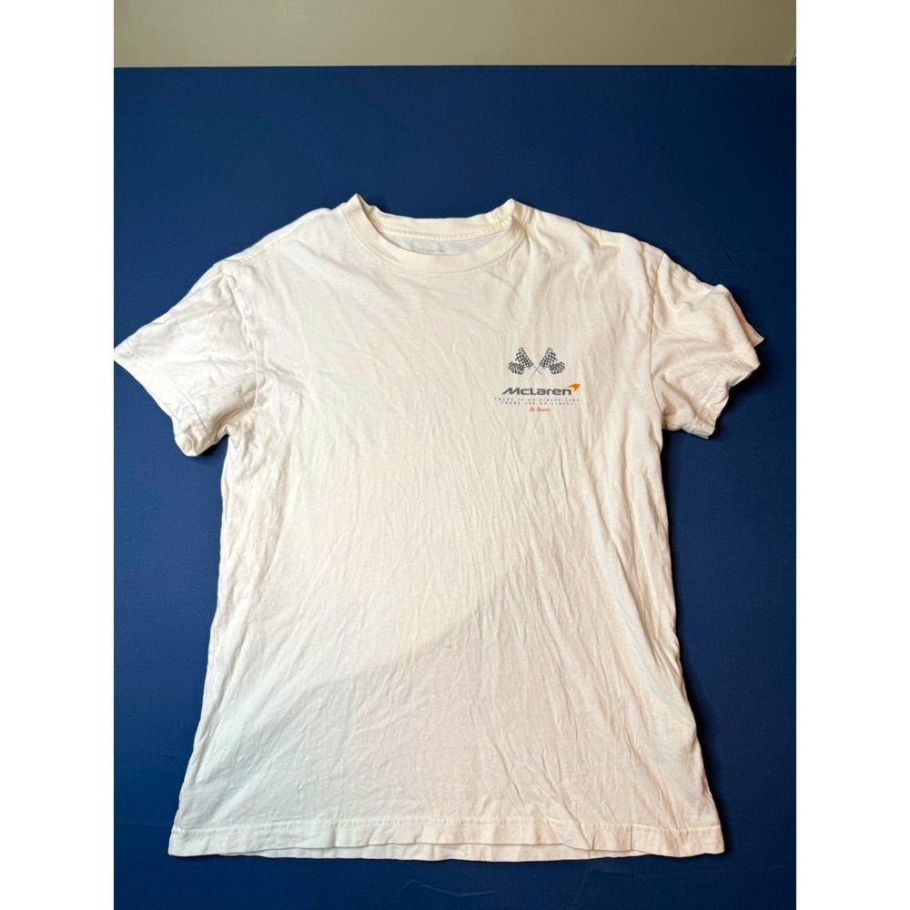 McLaren Racing Formula 1 White T-Shirt Front Logo Back Graphic Print Size L